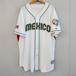 2009 World Baseball Classic Mexico Home White Jersey Majestic Cool Base Size 52